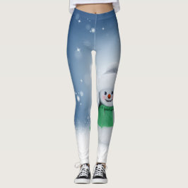 Legging Leggins azuis & brancos bonitos do boneco de neve