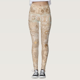 Legging Leggins Beige Funky Artística Padrão