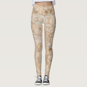 Legging Leggins Beige Funky Artística Padrão