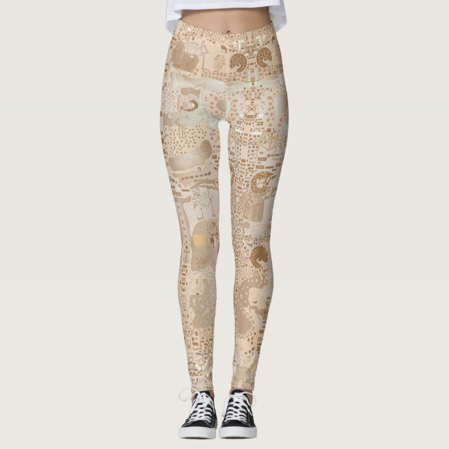 Legging Leggins Beige Funky Artística Padrão (Frente)
