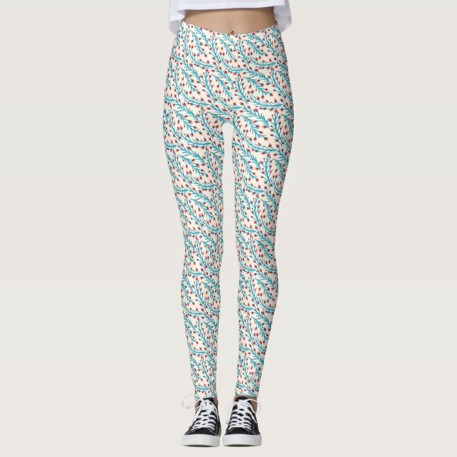 Legging Leggins com teste padrão de flores pequeno (Frente)