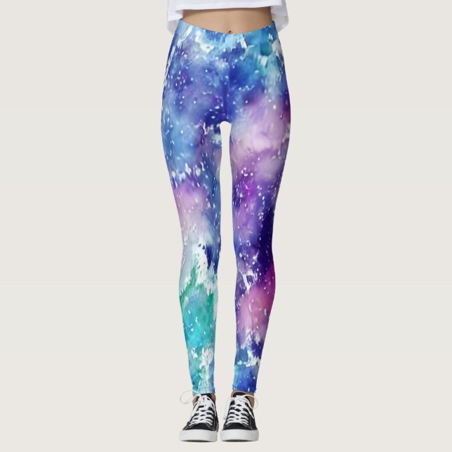 Legging Leggins de espaço de aquarela (Frente)