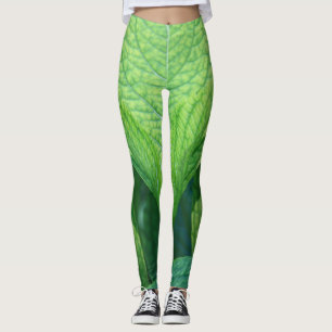 Legging Leggins de Folha Verde