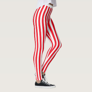 Legging Leggins de Stripes Vermelhas