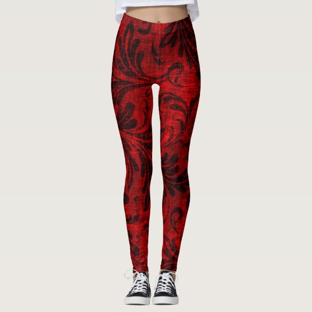 Legging Leggins de veludo vermelho (Frente)