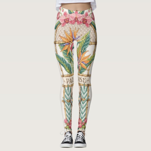 Legging Leggins florais do paraíso (Frente)