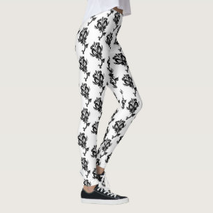 Legging Leggins Modernos com Rosas Pretos