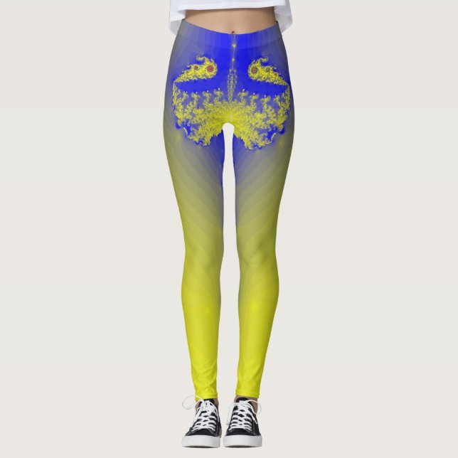 Legging Leggins no estilo de avanço amarelo (Frente)