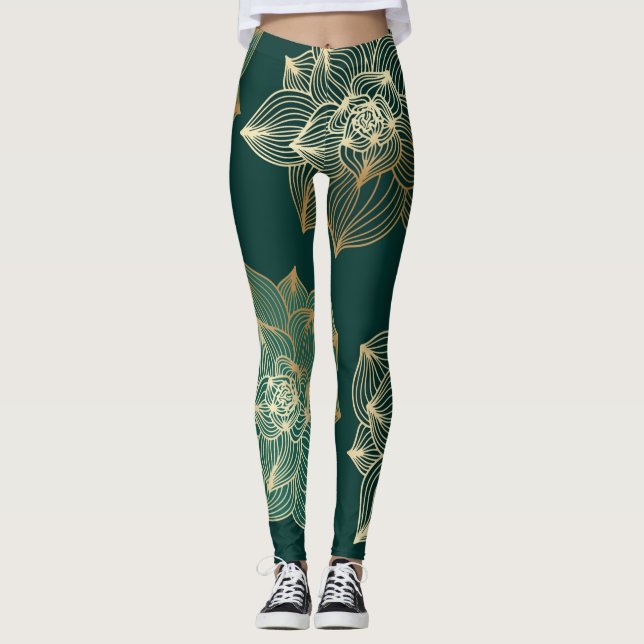 Legging Leggulhas com magnólia dourada (Frente)