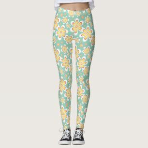 Legging legguras de flores de motif amarelas