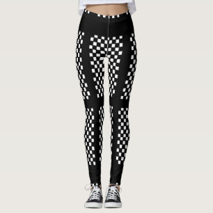 Legging Legigamentos Pretos e Brancos com Verificações e L