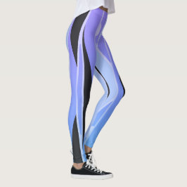 Legging Leguminosas Azuis E Roxas Com Fitas Escuras