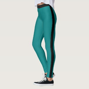 Legging Leguminosas Azuis Teais Lado Negro Fita Escolher C