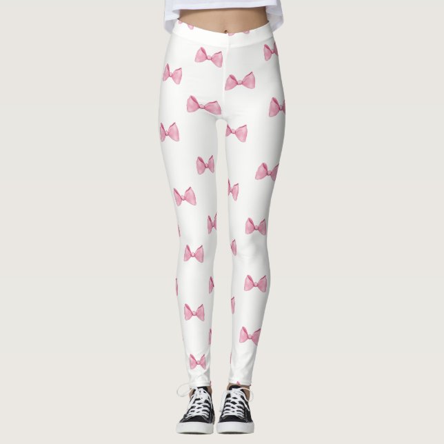 Legging Leguminosas brancas com Arcos rosa (Frente)