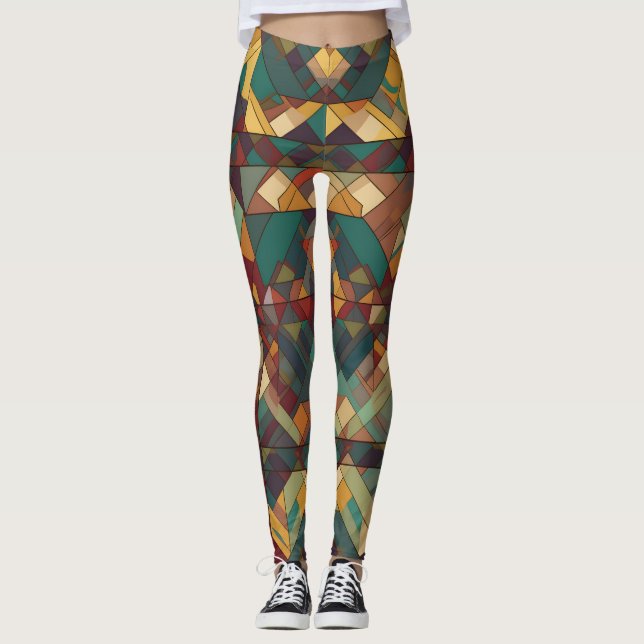 Legging Leguminosas de vidro coladas geométricas (Frente)