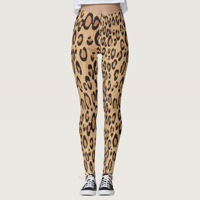 Legging Leguminosas para impressão de leopardo (Frente)