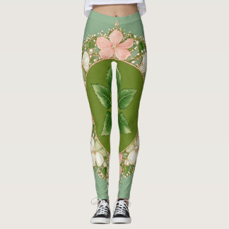 Legging leguminosas para mulheres com floral pastal