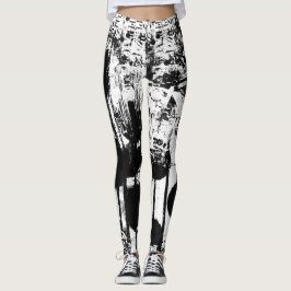 Legging Leguminosas Pretas E Brancas com Arte De Grafite I
