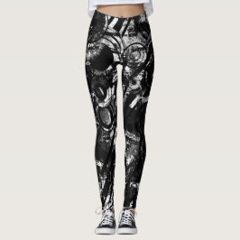 Legging Leguminosas Pretas E Brancas com Arte De Grafite I