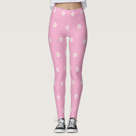 Legging Leguminosas Rosa Suaves com Padrões de Flor em San