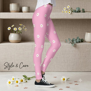 Legging Leguminosas Rosa Suaves com Padrões de Flor em San