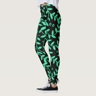 Legging Leguminosas verdes e pretas para mulheres