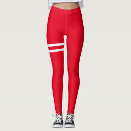 Legging Leguminosas Vermelhas com Linhas Brancas