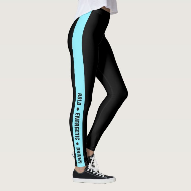 Legging Lema de academia personalizado com faixa azul-elét (Direita)