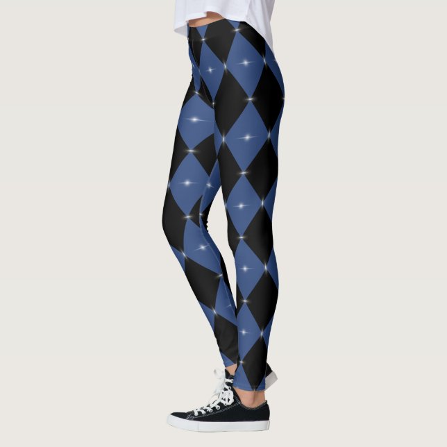 Legging Lente explora Harlequin Padrão Azul/Preto (Esquerda)