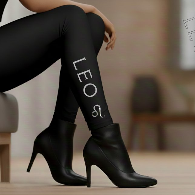 Legging Leo Zodiac Sign Silver Black Astrology Birthday (Criador carregado)
