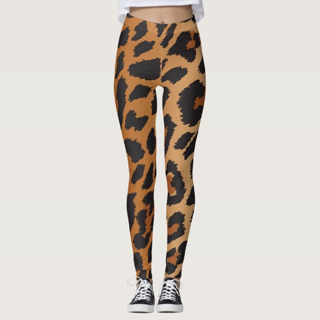 Legging Leopard Cheetah mancha padrão de impressão animal  (Frente)