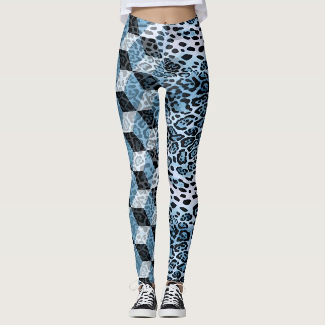 Legging Leopard Geométrico, Design de Pele Animal. (Frente)
