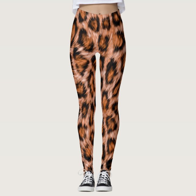 Legging Leopard Jaguar Cat Brown fur Pattern-24609 (Frente)
