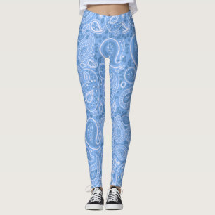 Legging Leopard Paisley Seamless Pattern Blue elegant Yoga