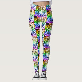Legging Leopardo Arco-Íris Retro dos Anos 80