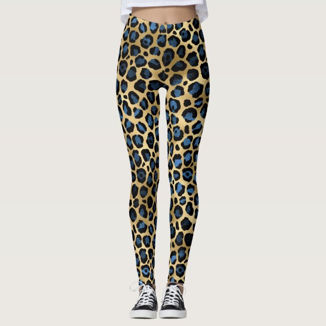 Legging Leopardo Azul Dourado (Frente)