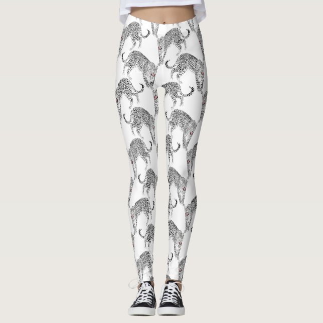 Legging Leopardo Branco Negro (Frente)