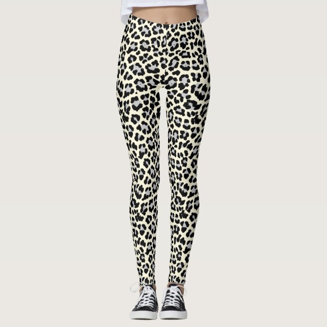 Legging Leopardo de Neve inspirado nos anos 80 - Retrô de  (Frente)