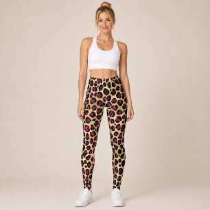 Legging Leopardo Dourado Borgonha