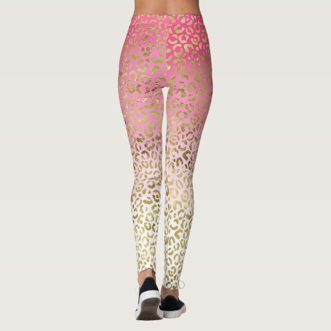Legging Leopardo Dourado com Aquarela Rosa (Verso)