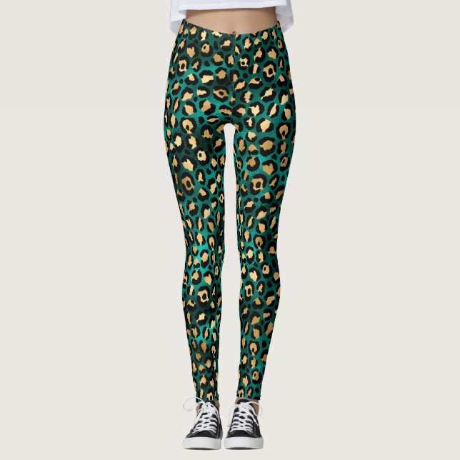 Legging Leopardo Dourado e Teto Série Design 3 (Frente)