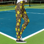 Legging Leopardo Exótico Impressão Amarelo Pickball<br><div class="desc">Leve o seu jogo para cima com estas leggings legal de picleball com bolas amarelas colocadas sobre um fundo de um animal de leopardo bronzeado e preto. Excelente para jogos de recreação,  torneio ou correndo pela cidade.</div>