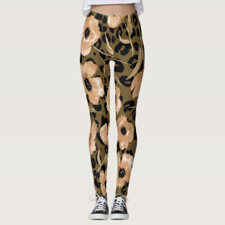 Legging Leopardo Floral de Aquarela: Padrão Sem Fim