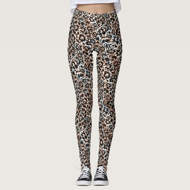 Legging leopardo, moda, avistada, marrom (Frente)