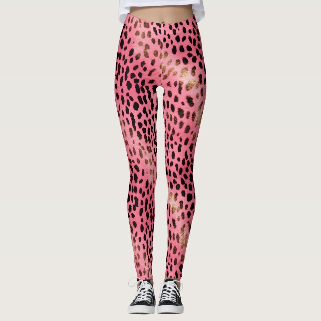 Legging Leopardo Negro Rosa Menor (Frente)