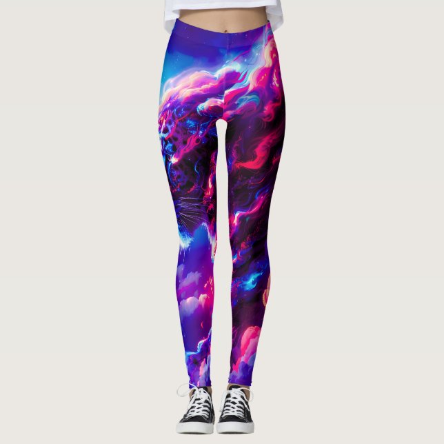 Legging Leopardo Neon Cósmico Futurista (Frente)