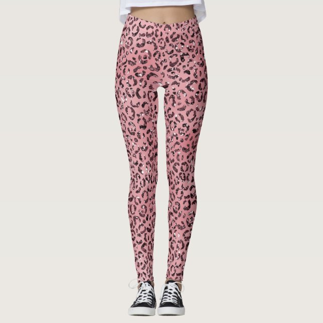 Legging Leopardo rosa - Imprimir brilho (Frente)