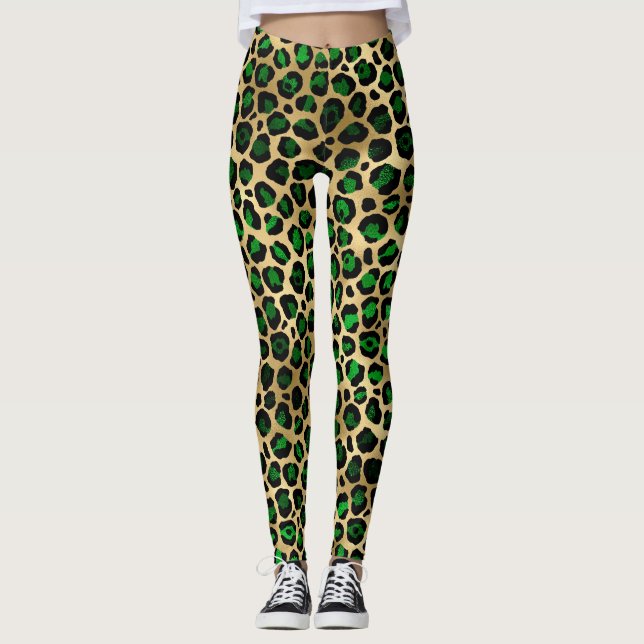 Legging Leopardo Verde e Dourado (Frente)