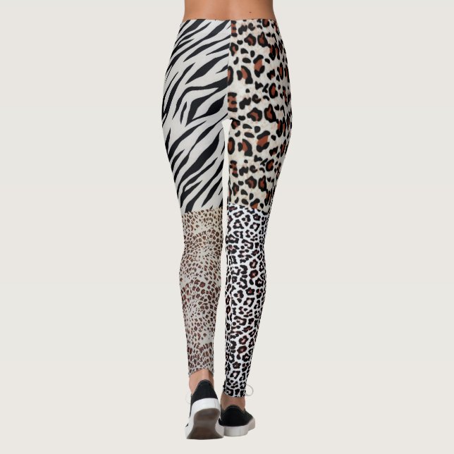 Legging Leopardo-Zebra Mista Único Impressão Animal Mulher (Verso)