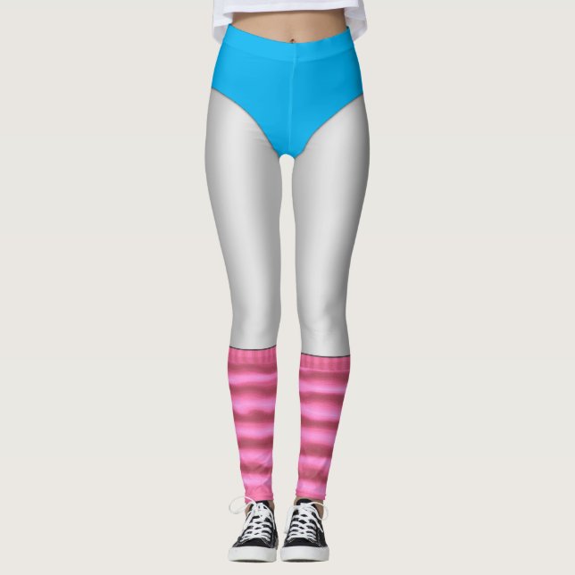 Legging Leotard e Legwarmers Brancos de Workout Aeróbico a (Frente)